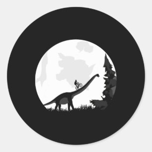 Pegatina Redonda Bici En Una Silueta De Luna De Dinosaurio Mtb Moun