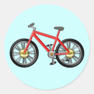 Pegatina Redonda Bici roja de los niños