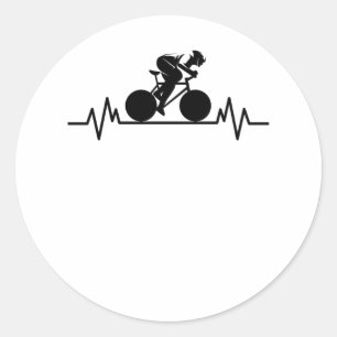 Pegatina Redonda Bicicleta Bicicleta de ciclismo Heartbeat Diseño 