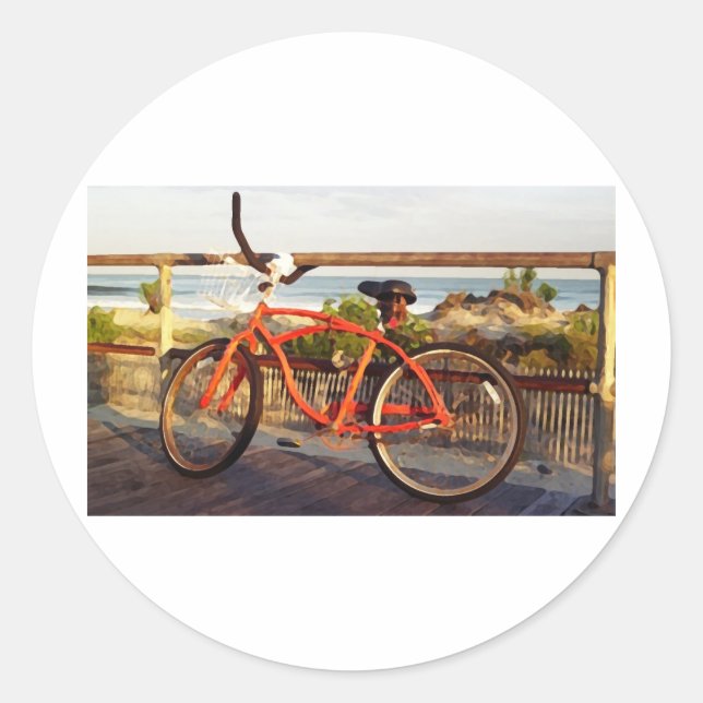 Pegatina Redonda Bicicleta Boardwalk (Anverso)