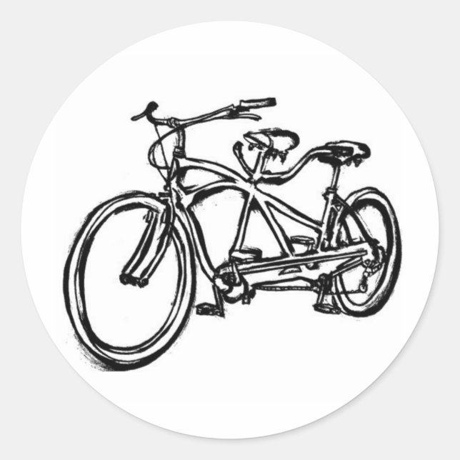 Pegatina Redonda Bicicleta construida para 2 (antiguo schwinn tande (Anverso)