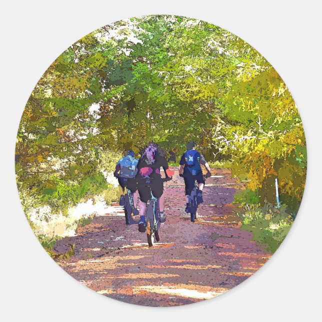 PEGATINA REDONDA BICICLETA DE MONTAÑA (Anverso)