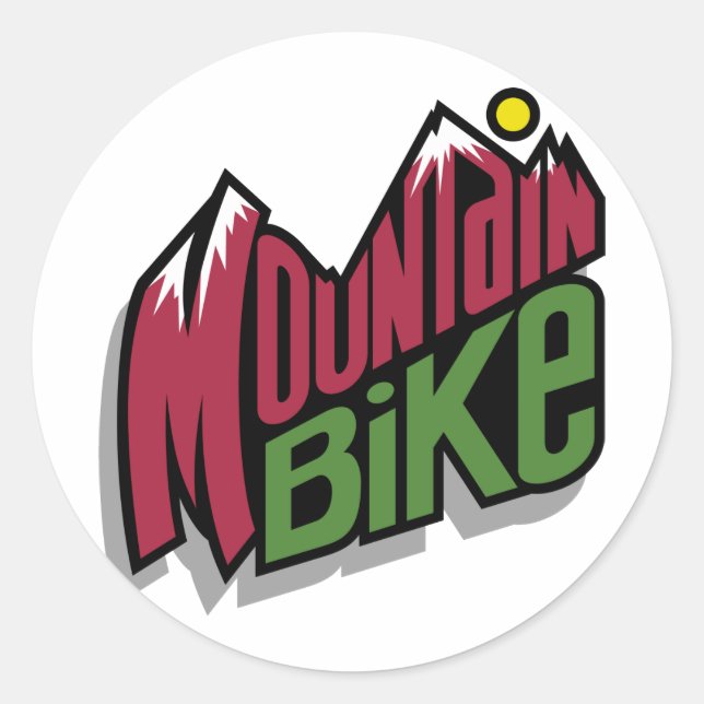 Pegatina Redonda Bicicleta de montaña (Anverso)