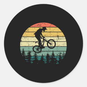 Pegatina Redonda Bicicleta de montaña - Ciclismo de descenso vintag