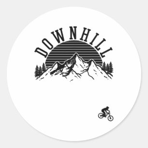 Pegatina Redonda Bicicleta de montaña cuesta abajo - Regalo de cicl