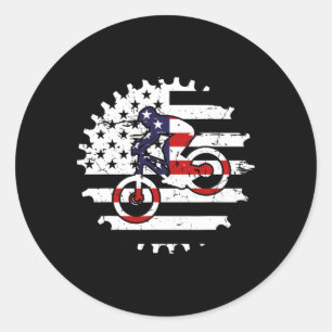 Pegatina Redonda Bicicleta de Montaña Usa Bandera Mtb Ciclismo de B