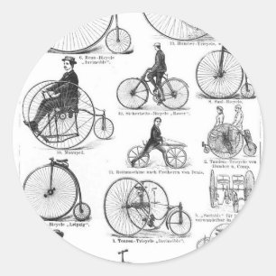 Pegatina Redonda Bicicleta de rueda alta Penny Farthing