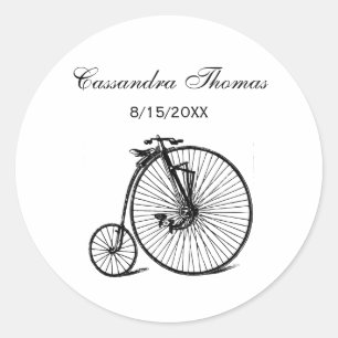 Pegatina Redonda Bicicleta de velocípedo vintage Penny Farthing