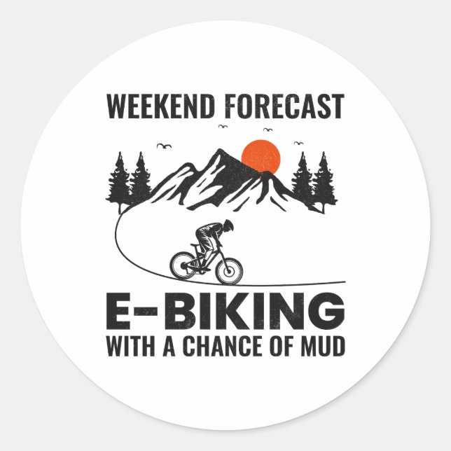 Pegatina Redonda Bicicleta electrónica de ciclismo eléctrico (Anverso)