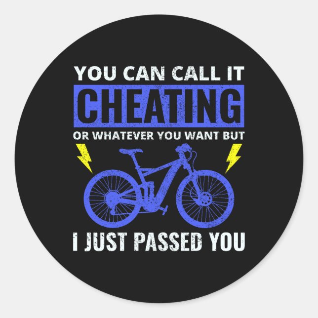 Pegatina Redonda Bicicleta electrónica de ciclismo eléctrico (Anverso)