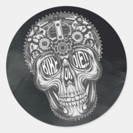 Pegatina Redonda ¡¡Bicicleta o muere!! Diseño de cráneo