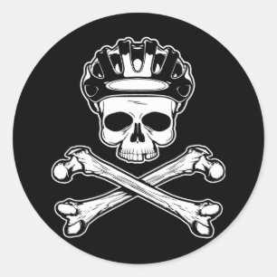Pegatina Redonda Bicicleta o muerte - Bicicleta y cruces