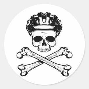 Pegatina Redonda Bicicleta o muerte - Bicicleta y cruces