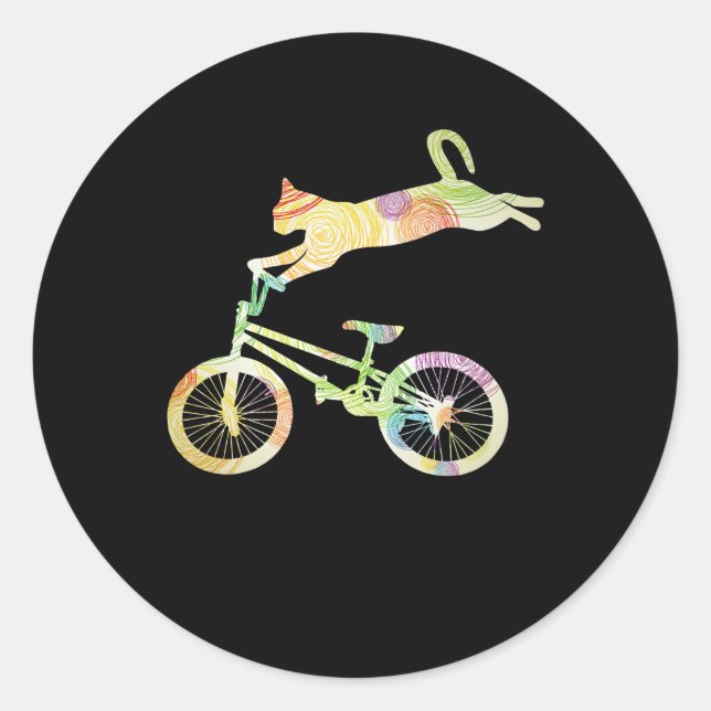 Pegatina Redonda Bicicleta para gatos - Tu colección de regalos (Anverso)