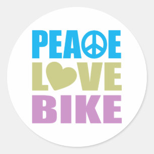 Pegatina Redonda Bicicleta Peace Love