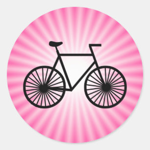Pegatina Redonda Bicicleta rosa