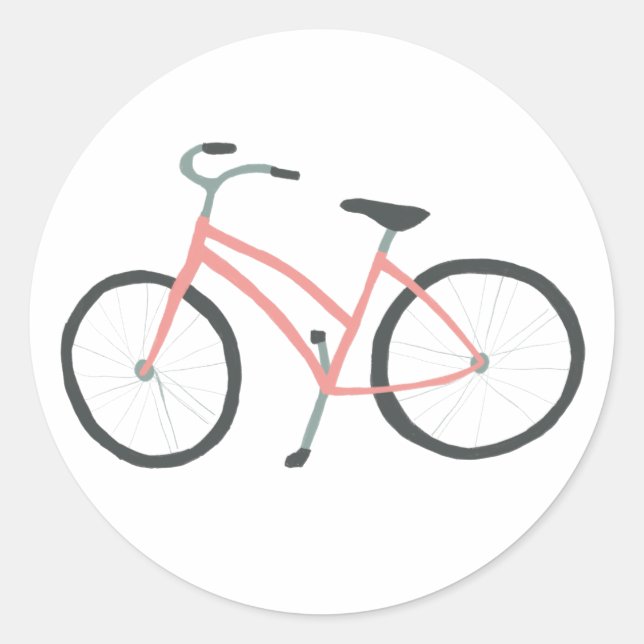 Pegatina Redonda Bicicleta rosa holandesa (Anverso)