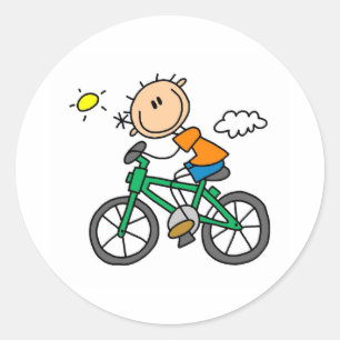 Pegatina Redonda Bicicleta Stick Boy Riding