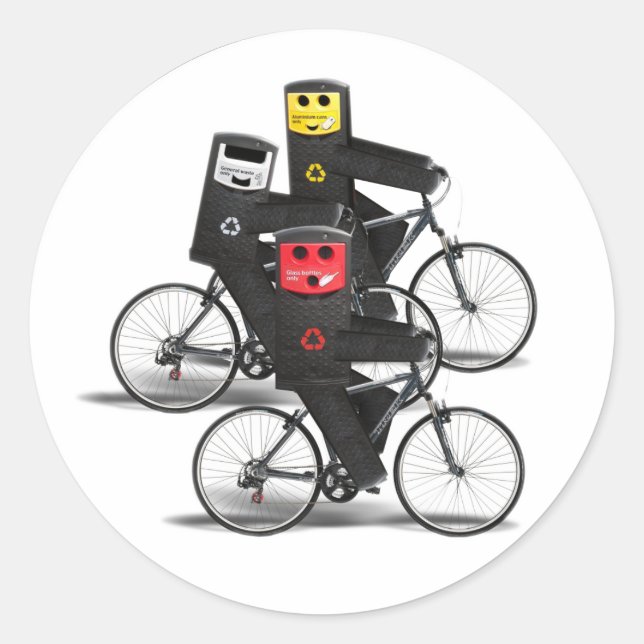 Pegatina Redonda Bicicletas de reciclaje de ciclismo (Anverso)