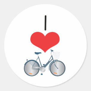 Pegatina Redonda Bicicletas I Heart (Love)