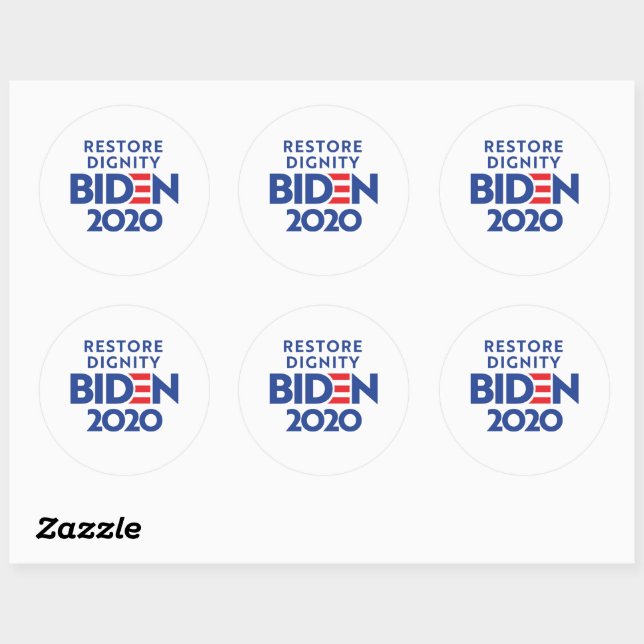 Pegatina Redonda BIDEN 2020 - Restauración de la dignidad (Hoja)
