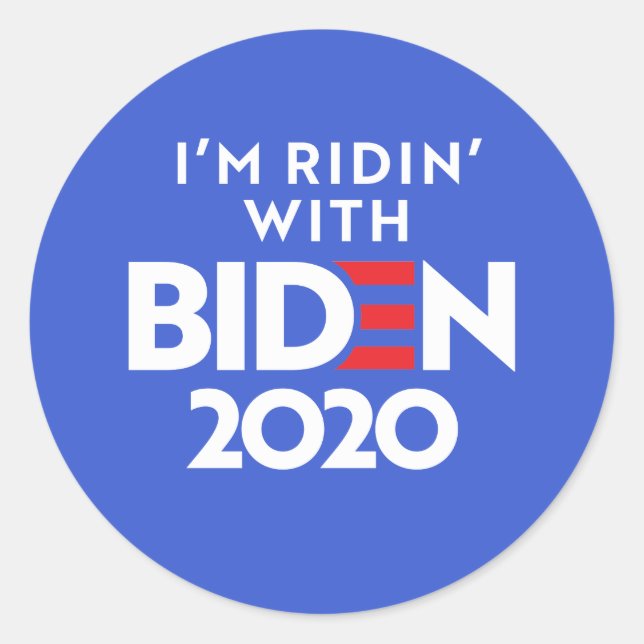 Pegatina Redonda BIDEN 2020 - Ridin con Biden (Anverso)