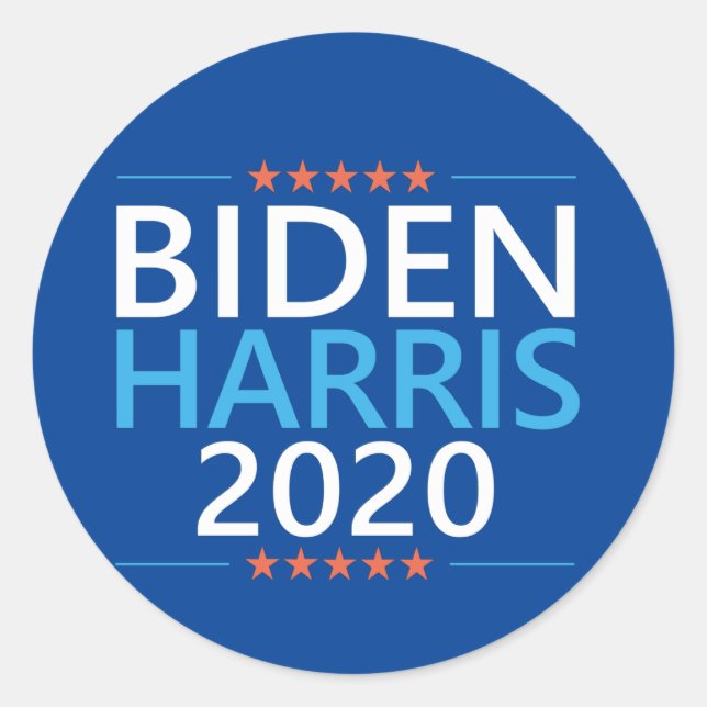 Pegatina Redonda Biden Harris 2020 para las elecciones presidencial (Anverso)
