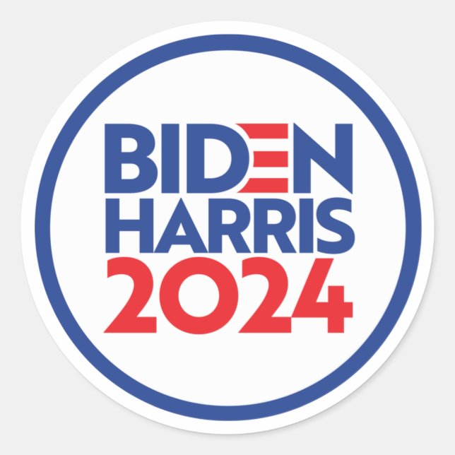 Pegatina Redonda Biden Harris 2024 (Anverso)