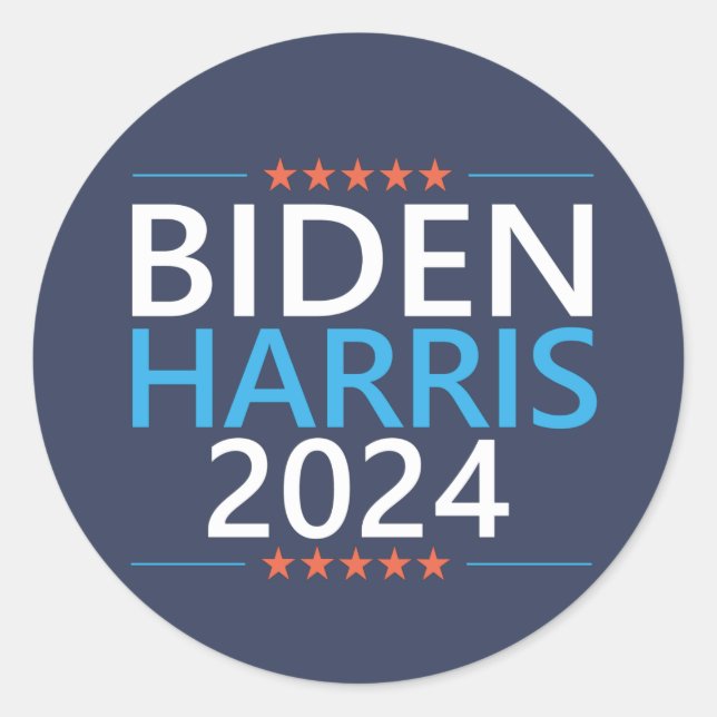 Pegatina Redonda Biden Harris 2024 por las elecciones presidenciale (Anverso)
