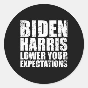 Pegatina Redonda Biden Harris Baja Tus Expectativas Vintage Repub