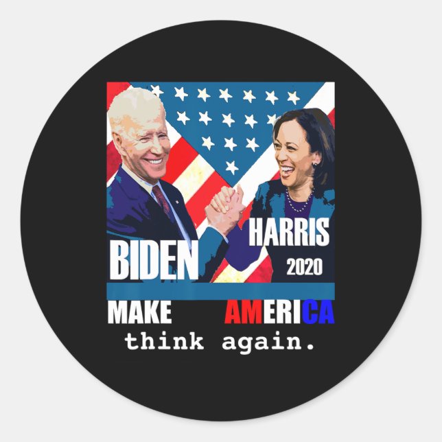 Pegatina Redonda Biden Kamala Harris (Anverso)