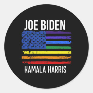 Pegatina Redonda Biden Kamala Harris 2020 Hockey Sobre Arcoiris Us 