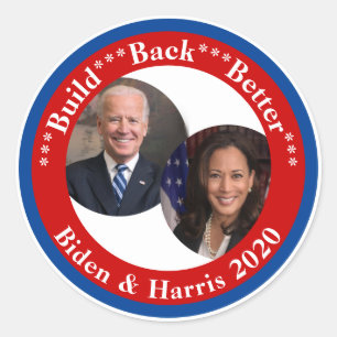 Pegatina Redonda Biden y Harris - Construir mejor 2020
