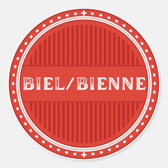 Pegatina Redonda Biel/Bienne City Pride Emblem – Swiss Identity (Anverso)