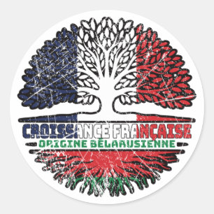 Pegatina Redonda Bielorrusia Árbol bielorruso de Francia