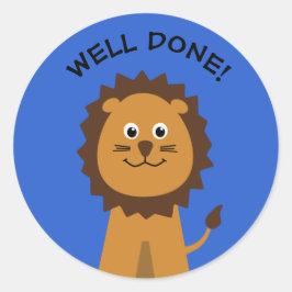 Pegatina Redonda Bien hecho, profesores de leones azules