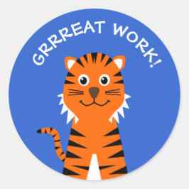 Pegatina Redonda Bien hecho profesores de tigres azul