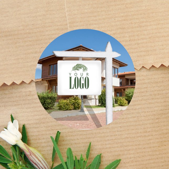 Pegatina Redonda Bienes Raíces Añadir tu foto del Personalizado del (real estate sign add your logo sticker)