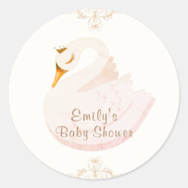 Pegatina Redonda Bienvenida a Baby Shower del Chica de Swan Princes