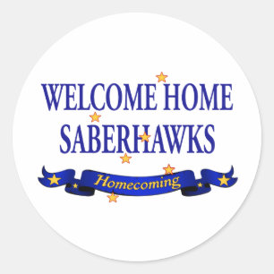 Pegatina Redonda Bienvenida a casa Saberhawks
