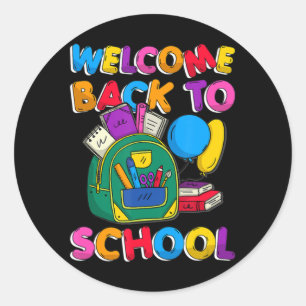 Pegatina Redonda Bienvenida A La Escuela De Primer Día