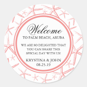 Pegatina Redonda Bienvenida Boda Skinny Finger Starfish