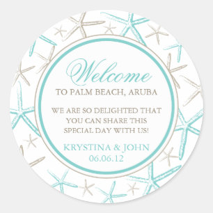 Pegatina Redonda Bienvenida Boda Skinny Finger Starfish