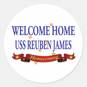 Pegatina Redonda Bienvenida Casa USS Reuben James