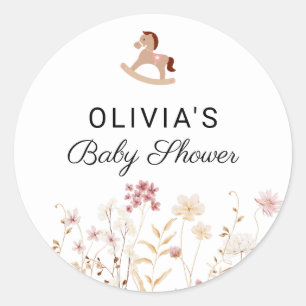 Pegatina Redonda Bienvenida de la foto blanca de Flor Floral Boho F