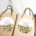 Pegatina Redonda Bienvenida de Napa Valley acuarela favorita de bod<br><div class="desc">Bienvenida de los viñedos de Napa Valley acuarela favor de la boda gracias pegatinas</div>