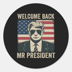 Pegatina Redonda Bienvenida del Sr. Presidente Donald Trump Victori