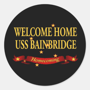 Pegatina Redonda Bienvenida Hogar USS Bainbridge