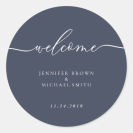 Pegatina Redonda Bienvenida mínima de la Marina