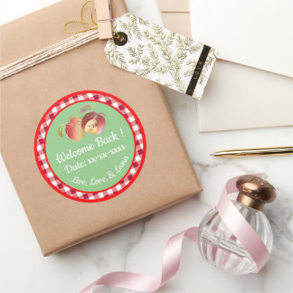 Pegatina Redonda Bienvenida Relieve metalizado Whimsical Apple Pers